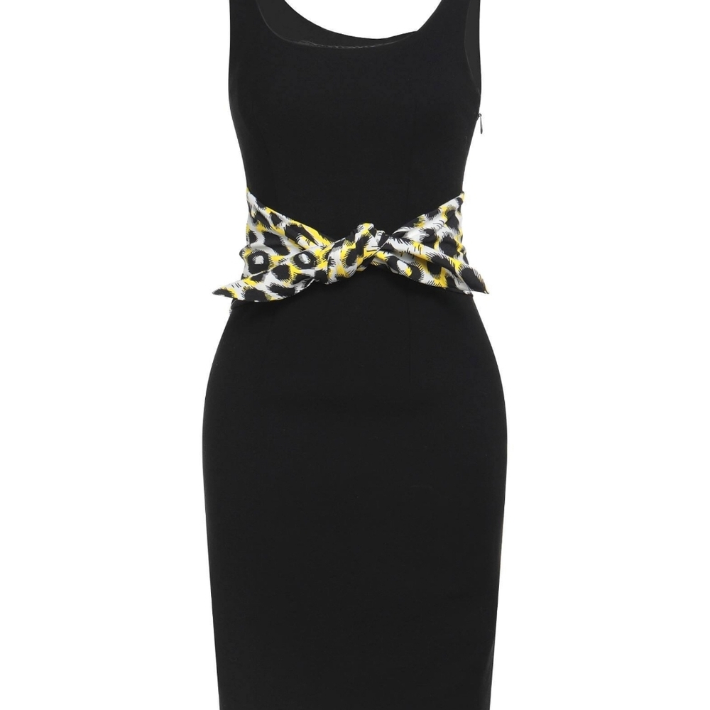 Elegant Black Dress with Leopard Print Accent